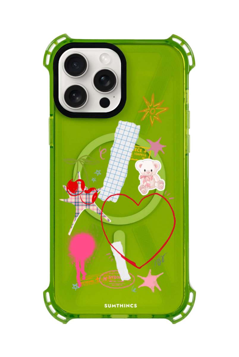 iPhone 13 Sweet Chaos Bumper Magsafe Şeffaf Telefon Kılıfı Yeşil - SUMTHINCS