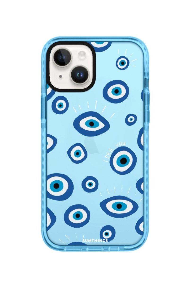 iPhone 14 I See You Procase Şeffaf Telefon Kılıfı Mavi - SUMTHINCS