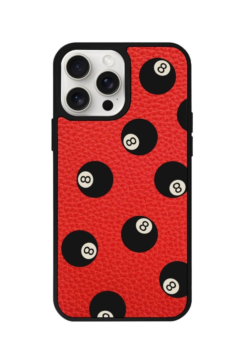 iPhone 14 Plus 8Ball Leather Vegan Deri Telefon Kılıfı Kırmızı - SUMTHINCS