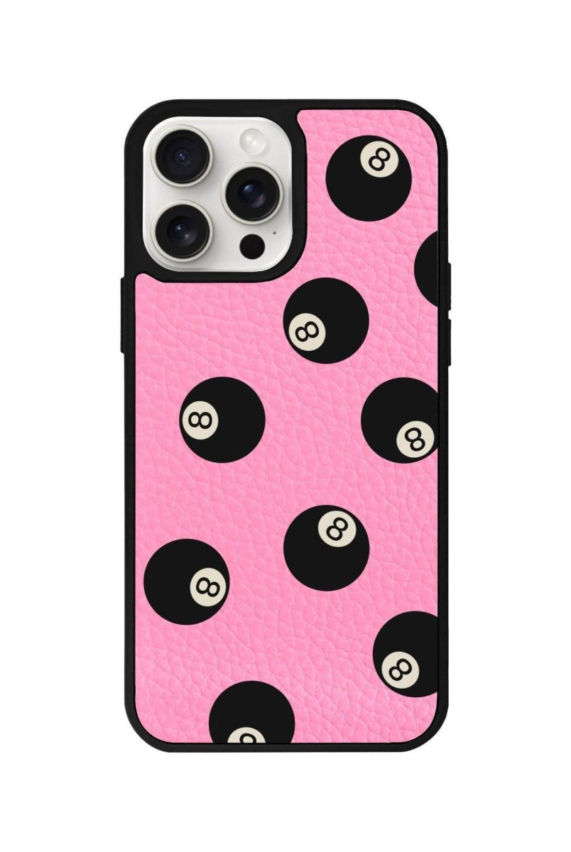iPhone 14 Plus 8Ball Leather Vegan Deri Telefon Kılıfı Pembe - SUMTHINCS