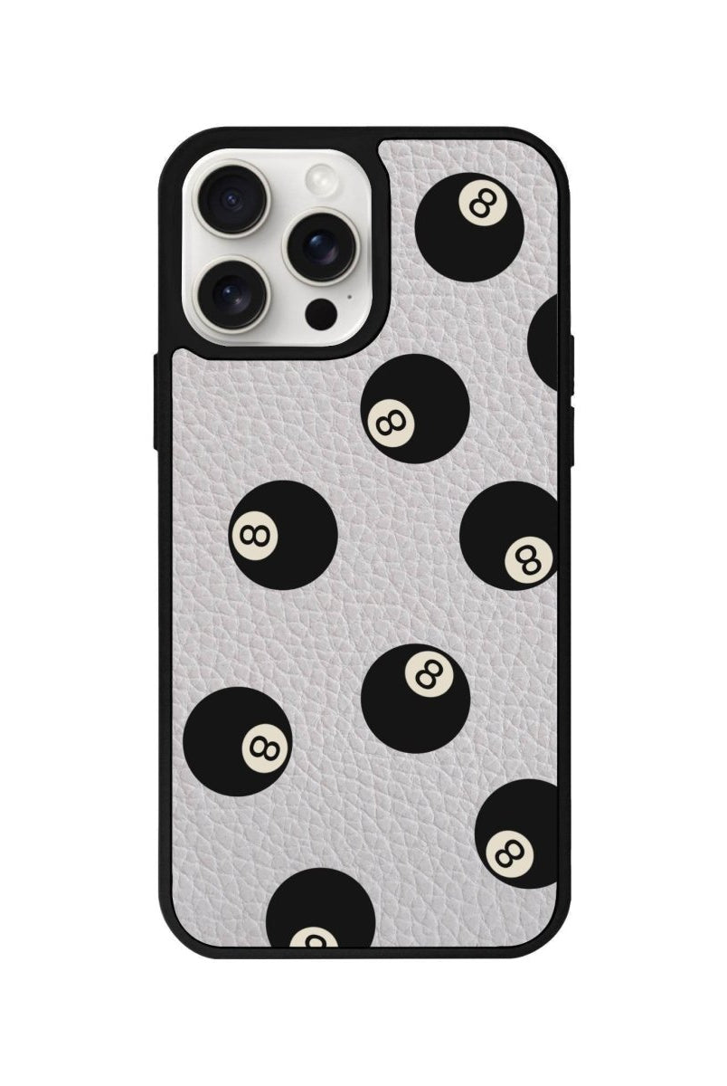 iPhone 14 Plus 8Ball Leather Vegan Deri Telefon Kılıfı Gri - SUMTHINCS