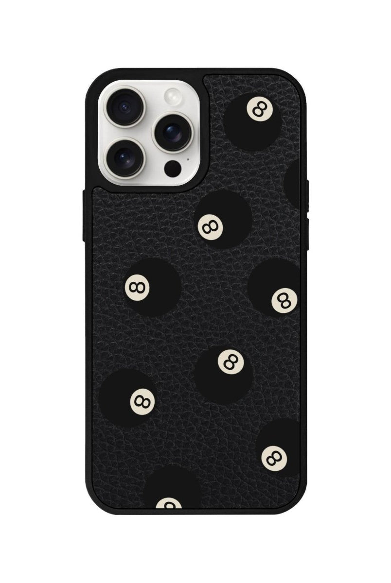 iPhone 14 Plus 8Ball Leather Vegan Deri Telefon Kılıfı Siyah - SUMTHINCS