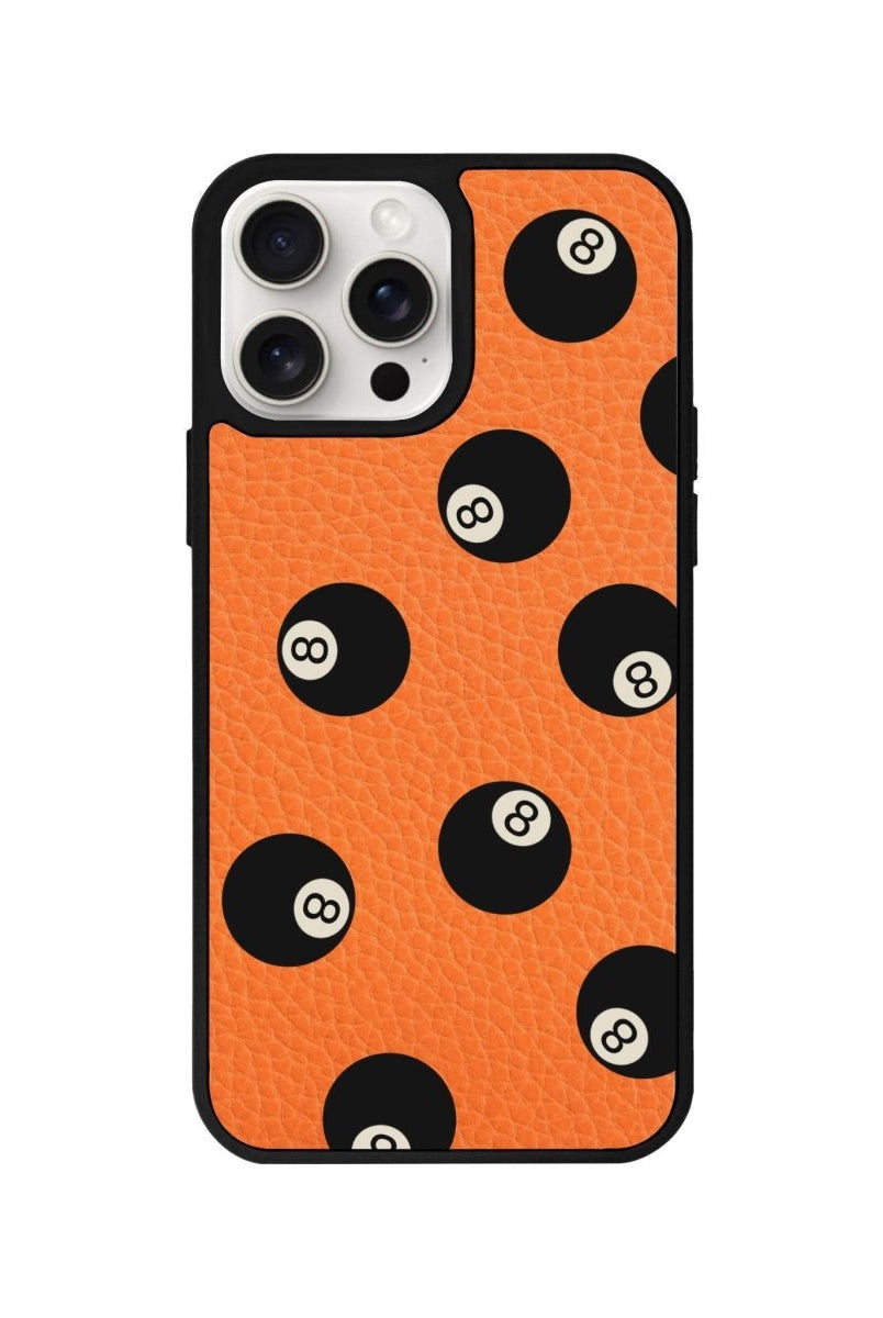iPhone 14 Plus 8Ball Leather Vegan Deri Telefon Kılıfı Turuncu - SUMTHINCS