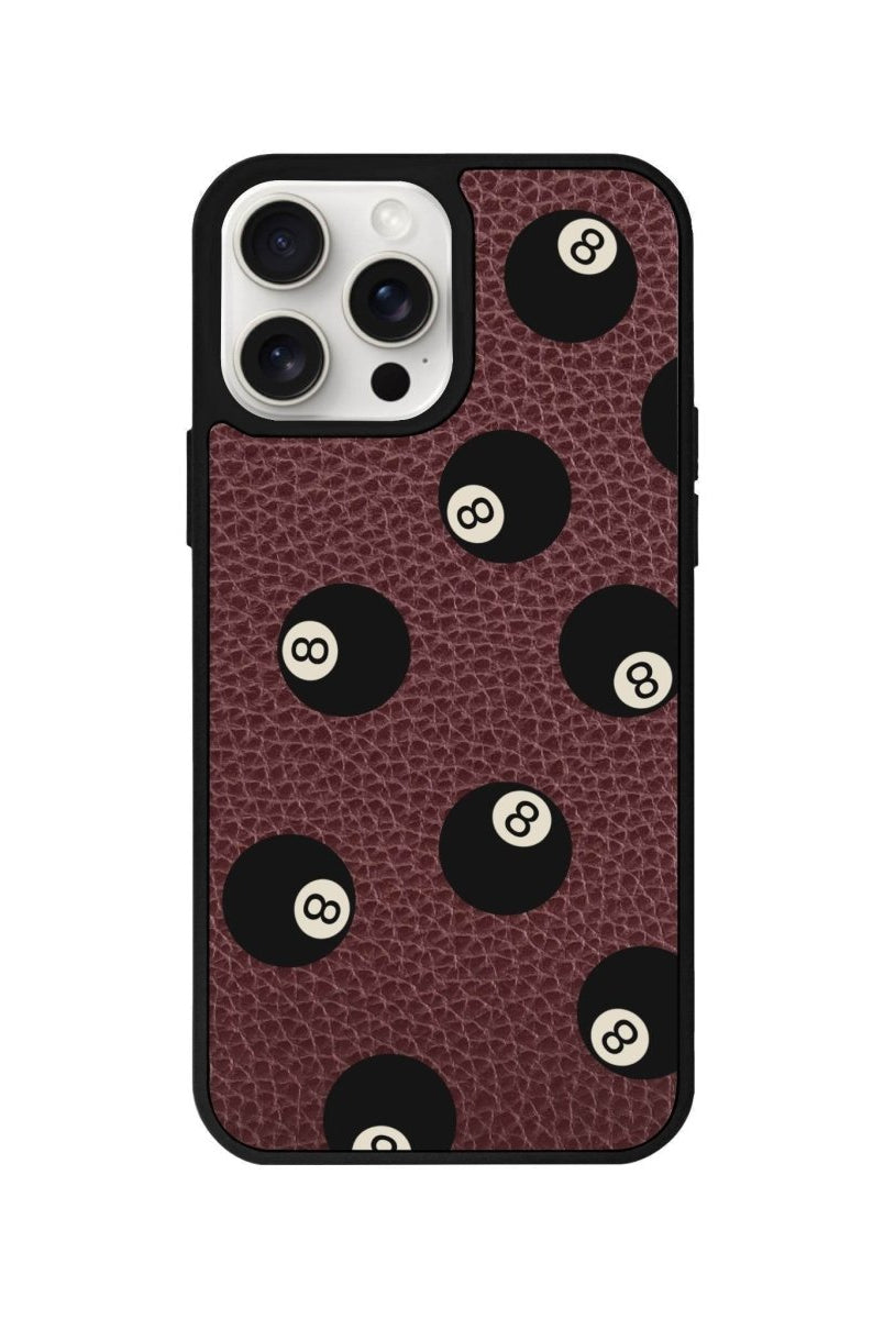 iPhone 14 Plus 8Ball Leather Vegan Deri Telefon Kılıfı Bordo - SUMTHINCS