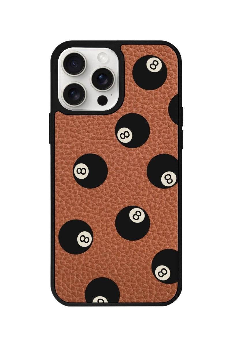 iPhone 14 Plus 8Ball Leather Vegan Deri Telefon Kılıfı Kahverengi - SUMTHINCS