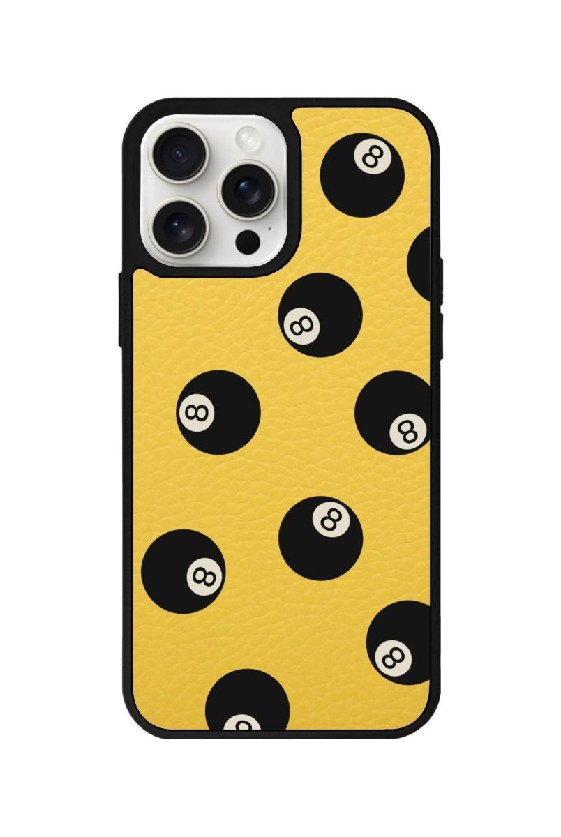 iPhone 14 Plus 8Ball Leather Vegan Deri Telefon Kılıfı Sarı - SUMTHINCS