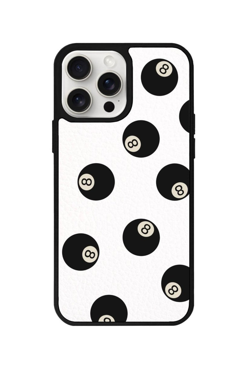 iPhone 14 Plus 8Ball Leather Vegan Deri Telefon Kılıfı Beyaz - SUMTHINCS