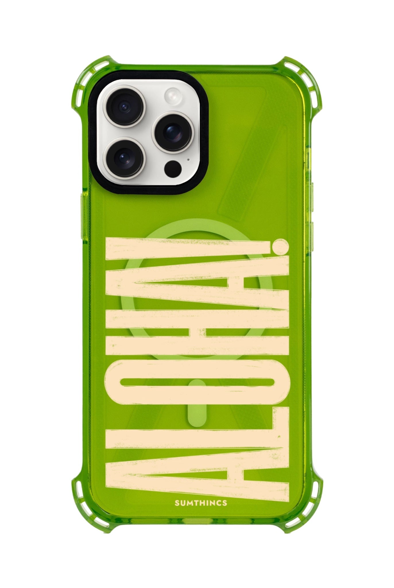 iPhone 14 Plus Aloha Bumper Magsafe Şeffaf Telefon Kılıfı Yeşil - SUMTHINCS