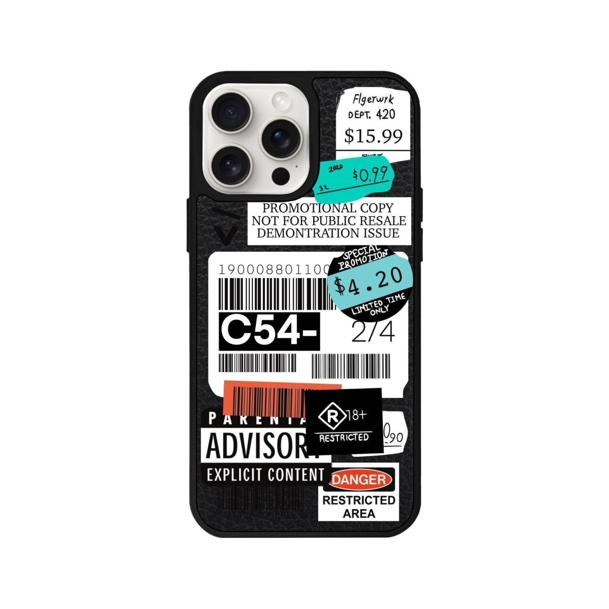 iPhone 14 Plus Barcode C54 Leather Vegan Deri Telefon Kılıfı Siyah - SUMTHINCS