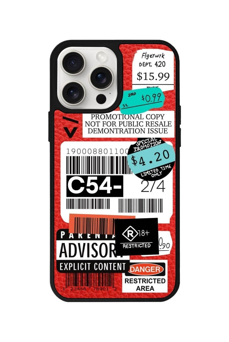 iPhone 14 Plus Barcode C54 Leather Vegan Deri Telefon Kılıfı Kırmızı - SUMTHINCS