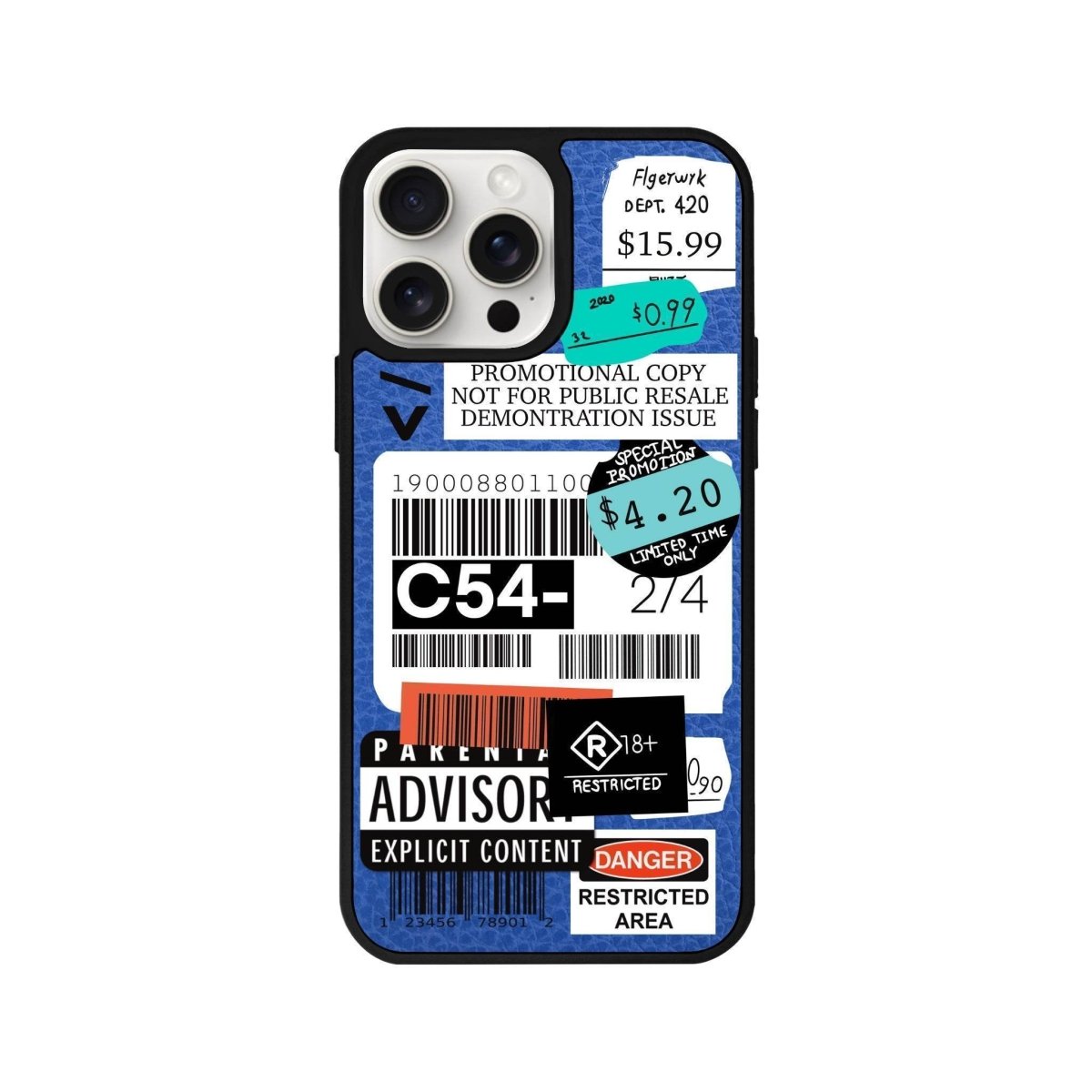 iPhone 14 Plus Barcode C54 Leather Vegan Deri Telefon Kılıfı Mavi - SUMTHINCS