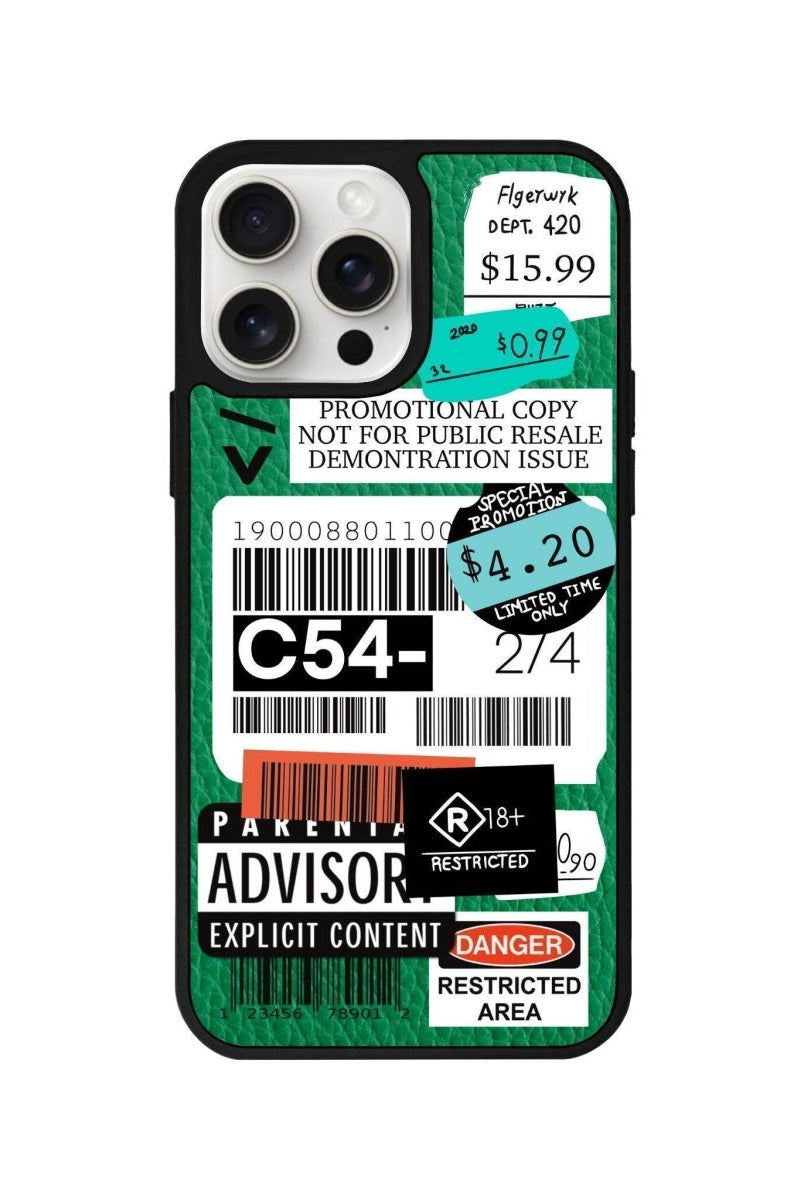 iPhone 14 Plus Barcode C54 Leather Vegan Deri Telefon Kılıfı Yeşil - SUMTHINCS