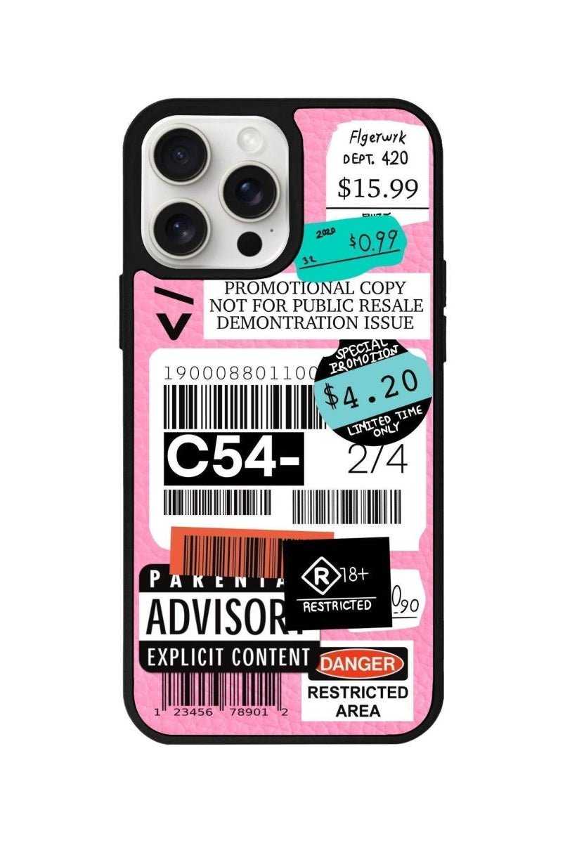 iPhone 14 Plus Barcode C54 Leather Vegan Deri Telefon Kılıfı Pembe - SUMTHINCS