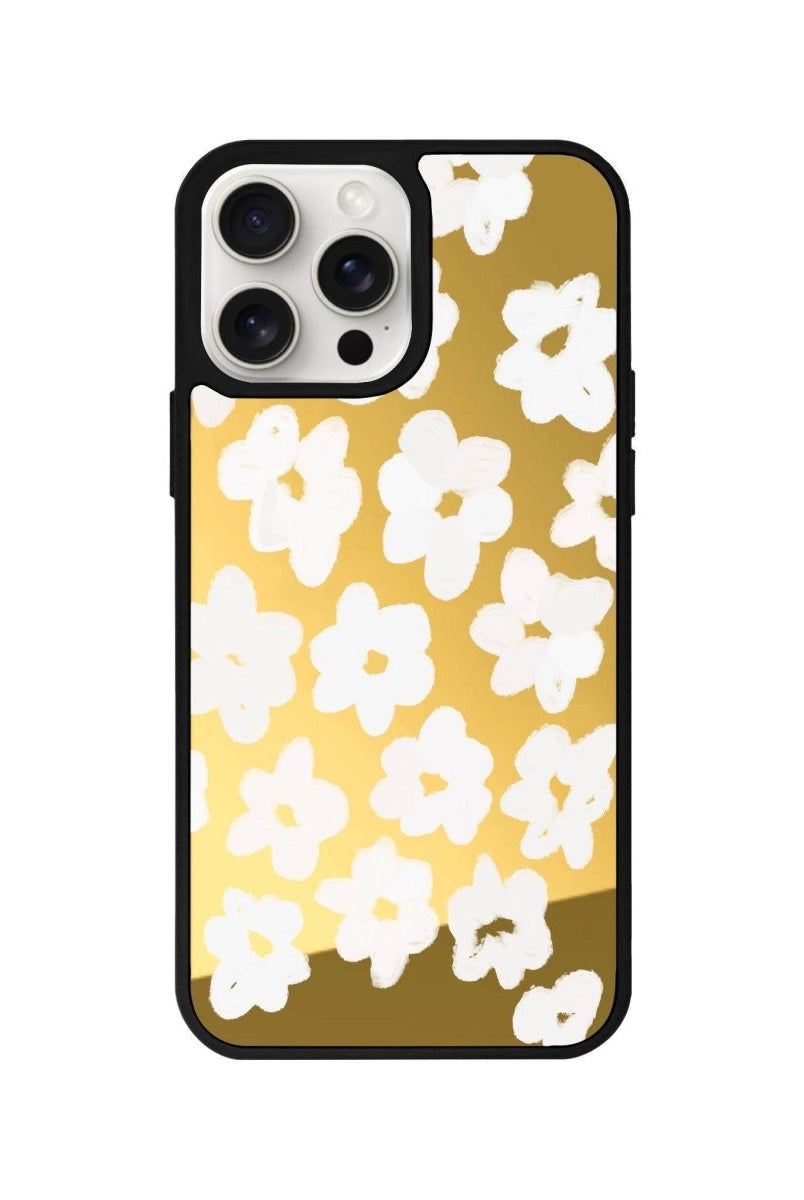 iPhone 14 Plus Blossoms Mirror Aynalı Telefon Kılıfı Altın - SUMTHINCS