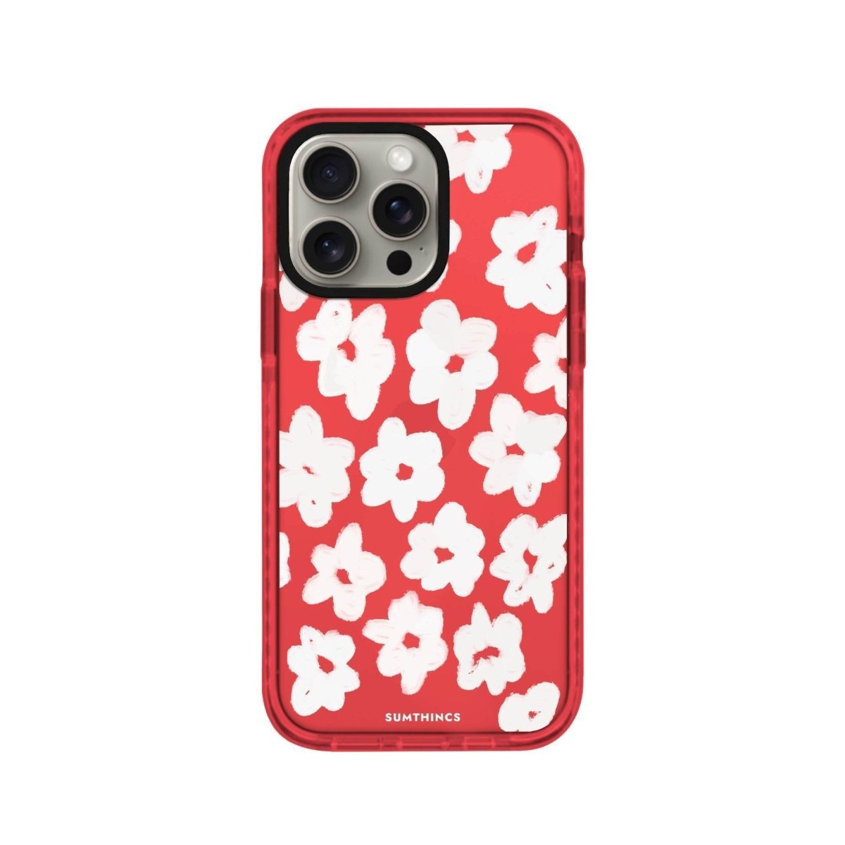 iPhone 14 Plus Blossoms Procase Şeffaf Telefon Kılıfı Kırmızı - SUMTHINCS