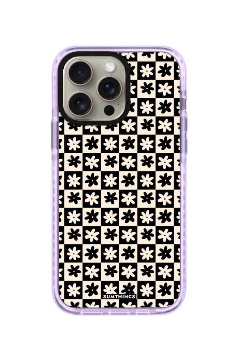 iPhone 14 Plus Check Flowers Procase Şeffaf Telefon Kılıfı Lila - SUMTHINCS