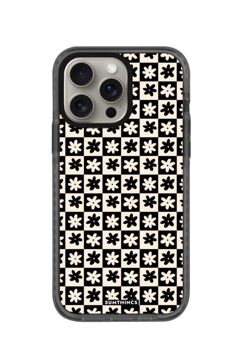 iPhone 14 Plus Check Flowers Procase Şeffaf Telefon Kılıfı Antrasit - SUMTHINCS