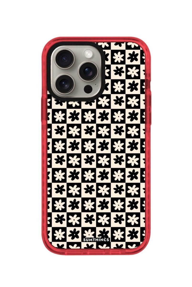 iPhone 14 Plus Check Flowers Procase Şeffaf Telefon Kılıfı Kırmızı - SUMTHINCS