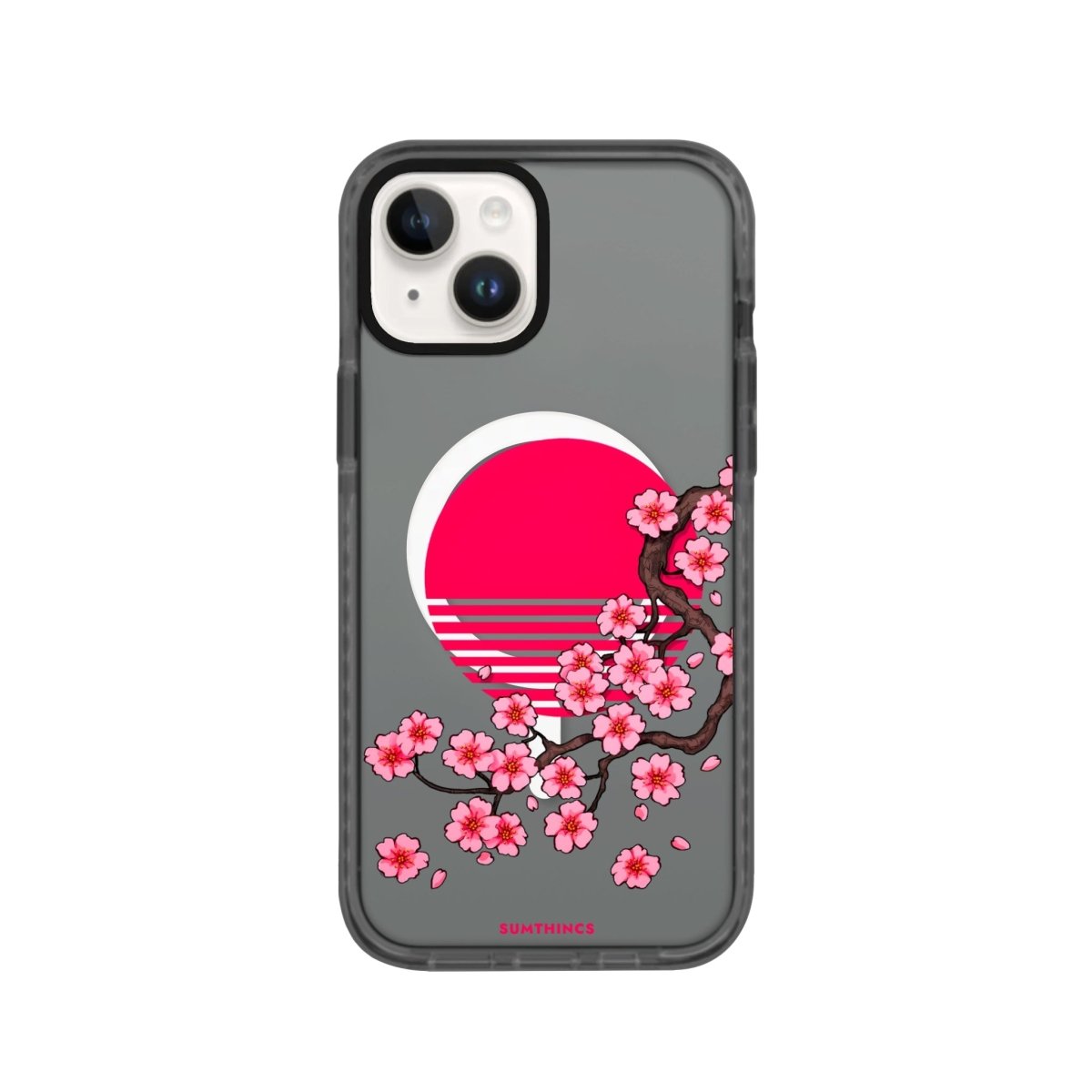 iPhone 14 Plus Cherry Blossom Dawn Magsafe Procase Şeffaf Telefon Kılıfı Antrasit - SUMTHINCS