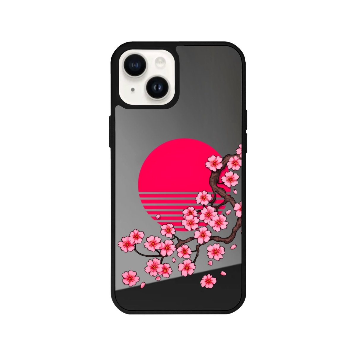 iPhone 14 Plus Cherry Blossom Dawn Mirror Aynalı Telefon Kılıfı Antrasit - SUMTHINCS