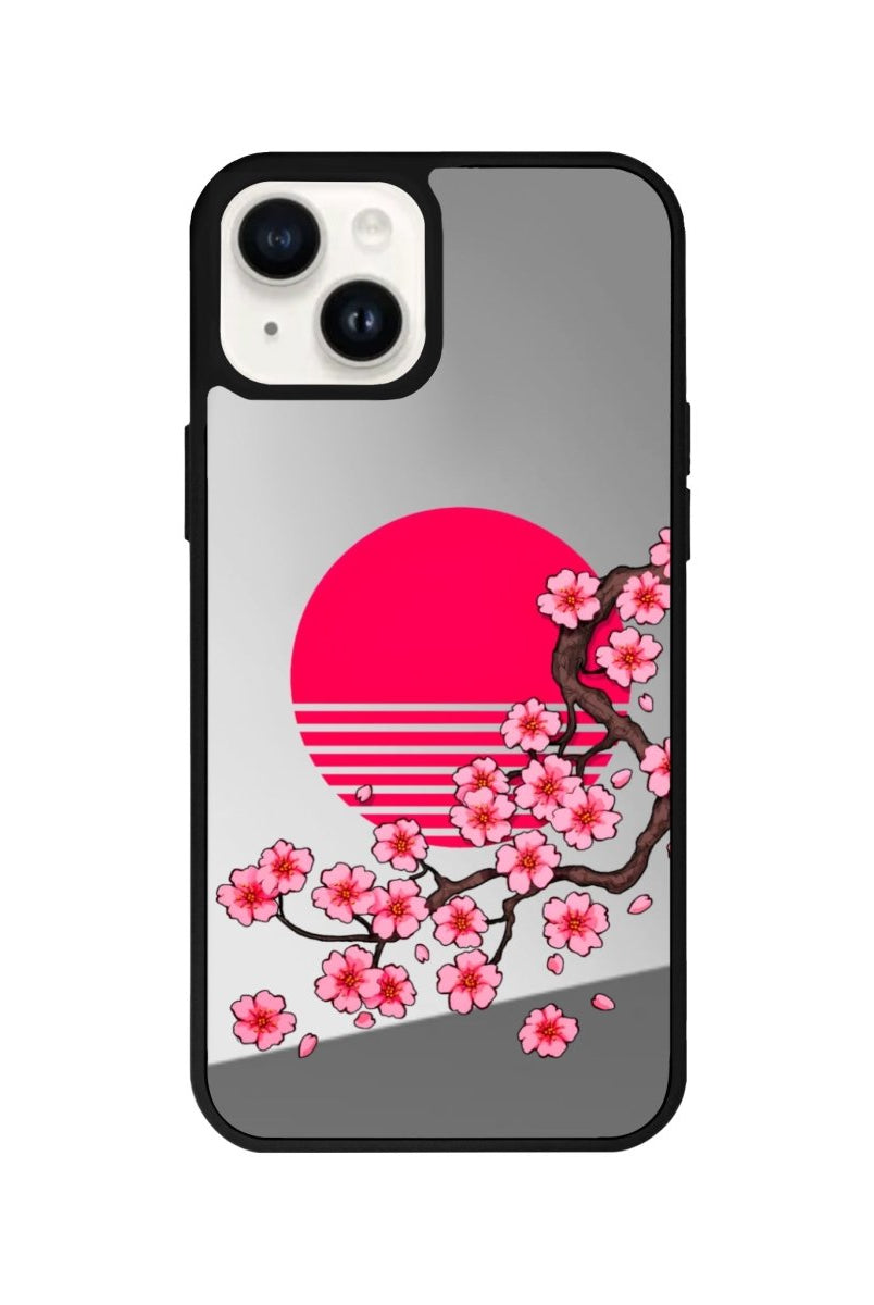 iPhone 14 Plus Cherry Blossom Dawn Mirror Aynalı Telefon Kılıfı Gümüş - SUMTHINCS