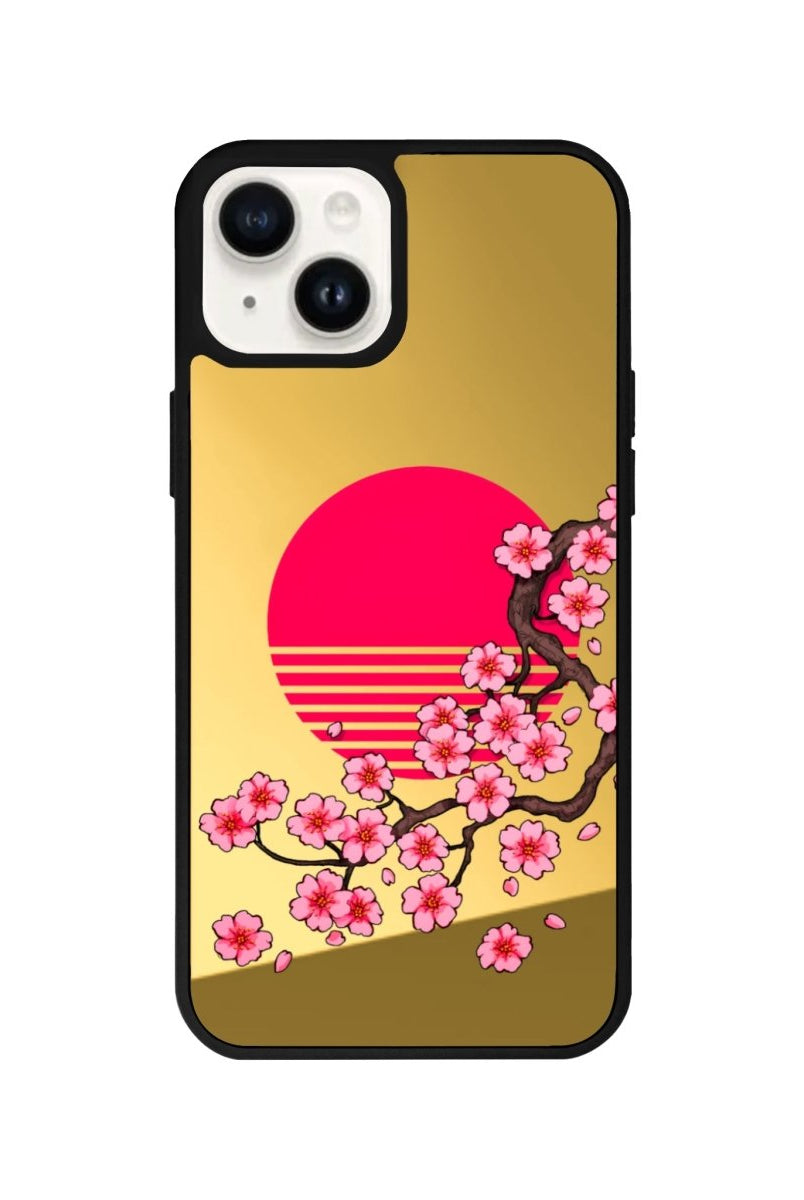 iPhone 14 Plus Cherry Blossom Dawn Mirror Aynalı Telefon Kılıfı Altın - SUMTHINCS