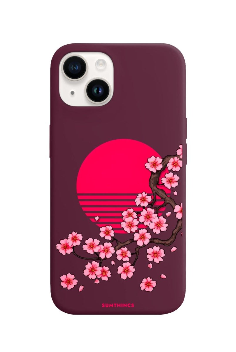 iPhone 14 Plus Cherry Blossom Dawn Premium Telefon Kılıfı Bordo - SUMTHINCS