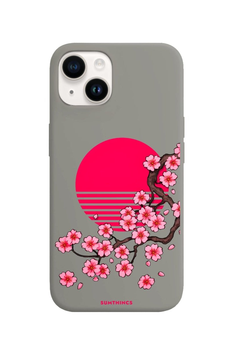 iPhone 14 Plus Cherry Blossom Dawn Premium Telefon Kılıfı Gri - SUMTHINCS