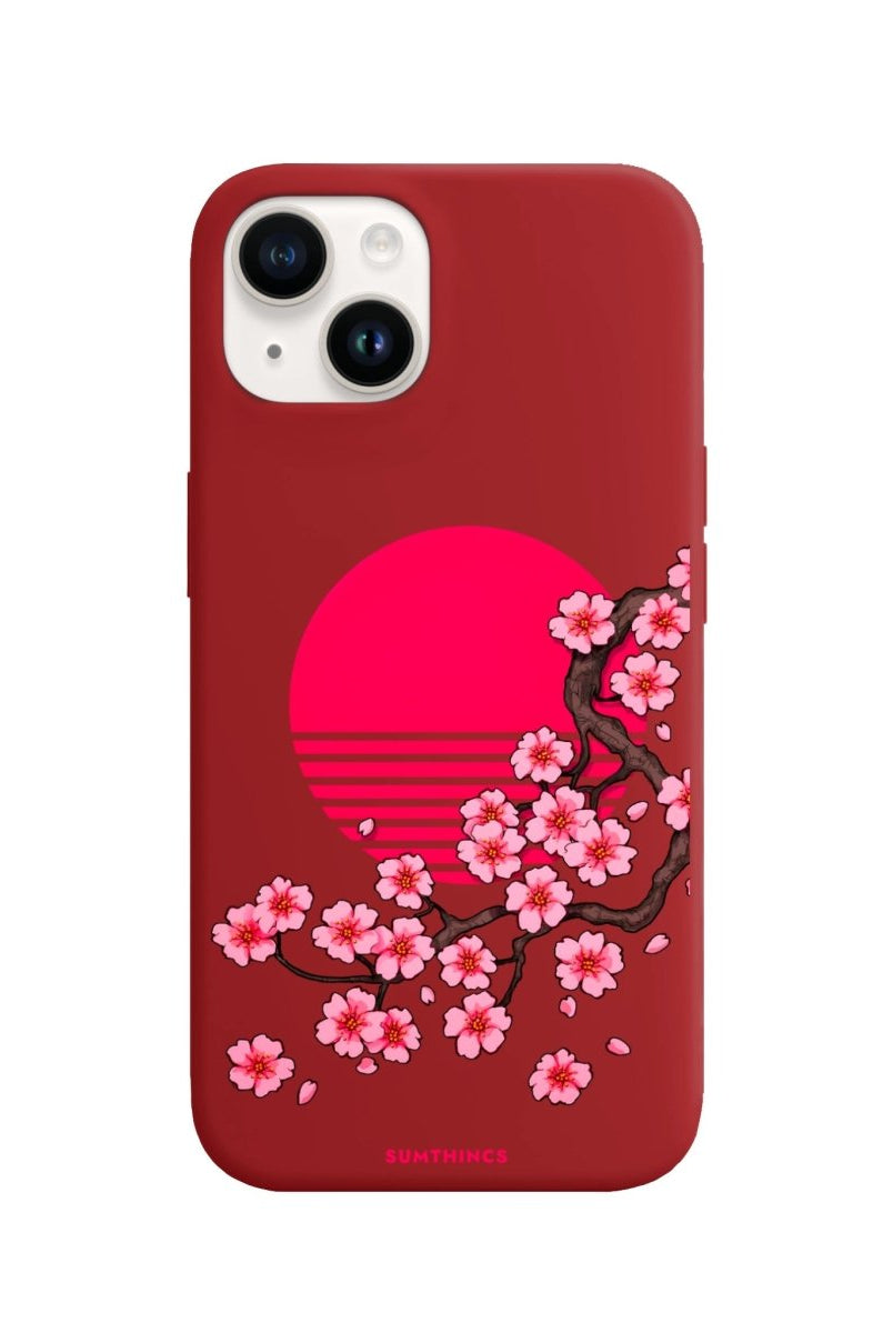iPhone 14 Plus Cherry Blossom Dawn Premium Telefon Kılıfı Kırmızı - SUMTHINCS