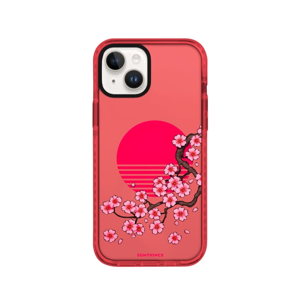 iPhone 14 Plus Cherry Blossom Dawn Procase Şeffaf Telefon Kılıfı Kırmızı - SUMTHINCS