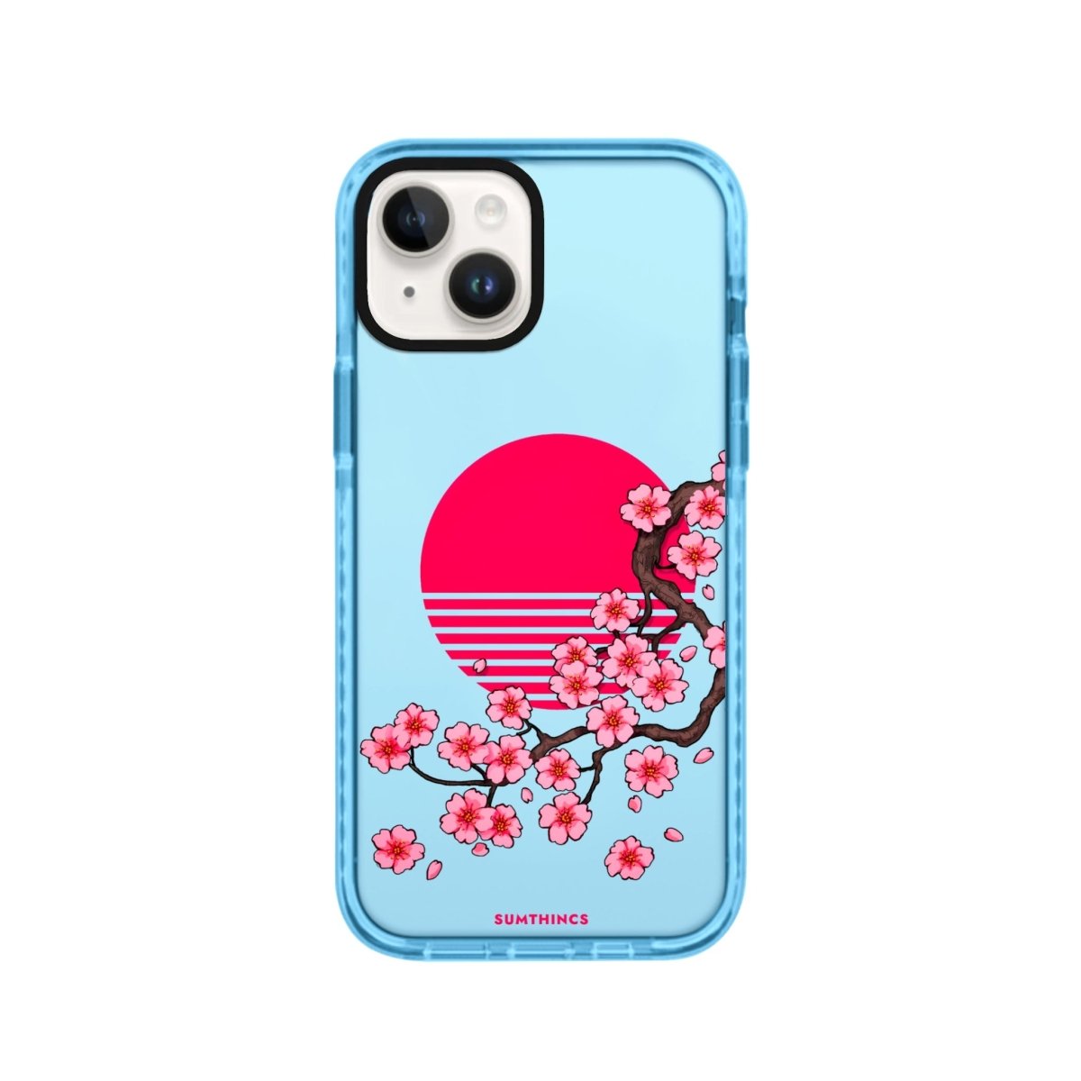 iPhone 14 Plus Cherry Blossom Dawn Procase Şeffaf Telefon Kılıfı Mavi - SUMTHINCS