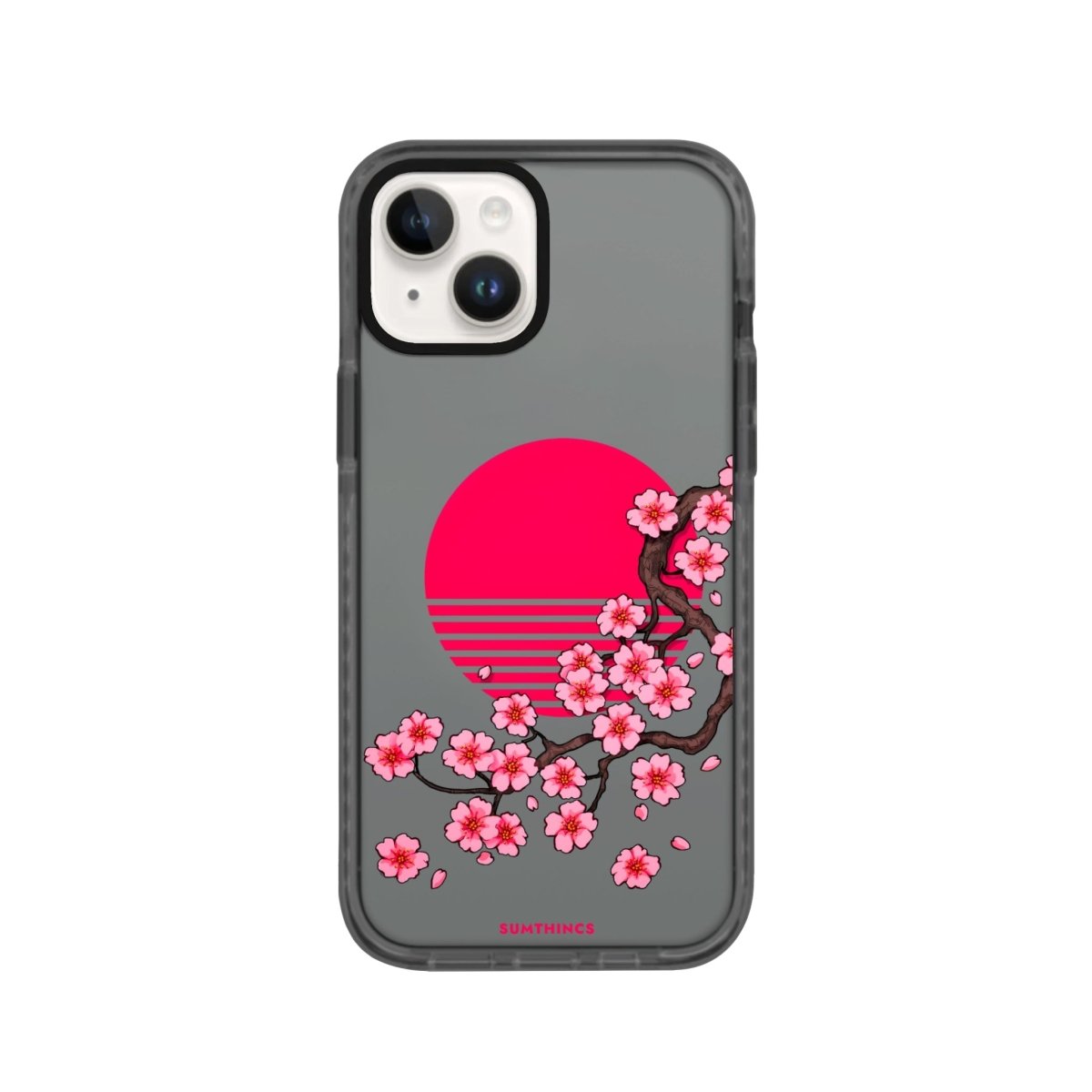 iPhone 14 Plus Cherry Blossom Dawn Procase Şeffaf Telefon Kılıfı Antrasit - SUMTHINCS
