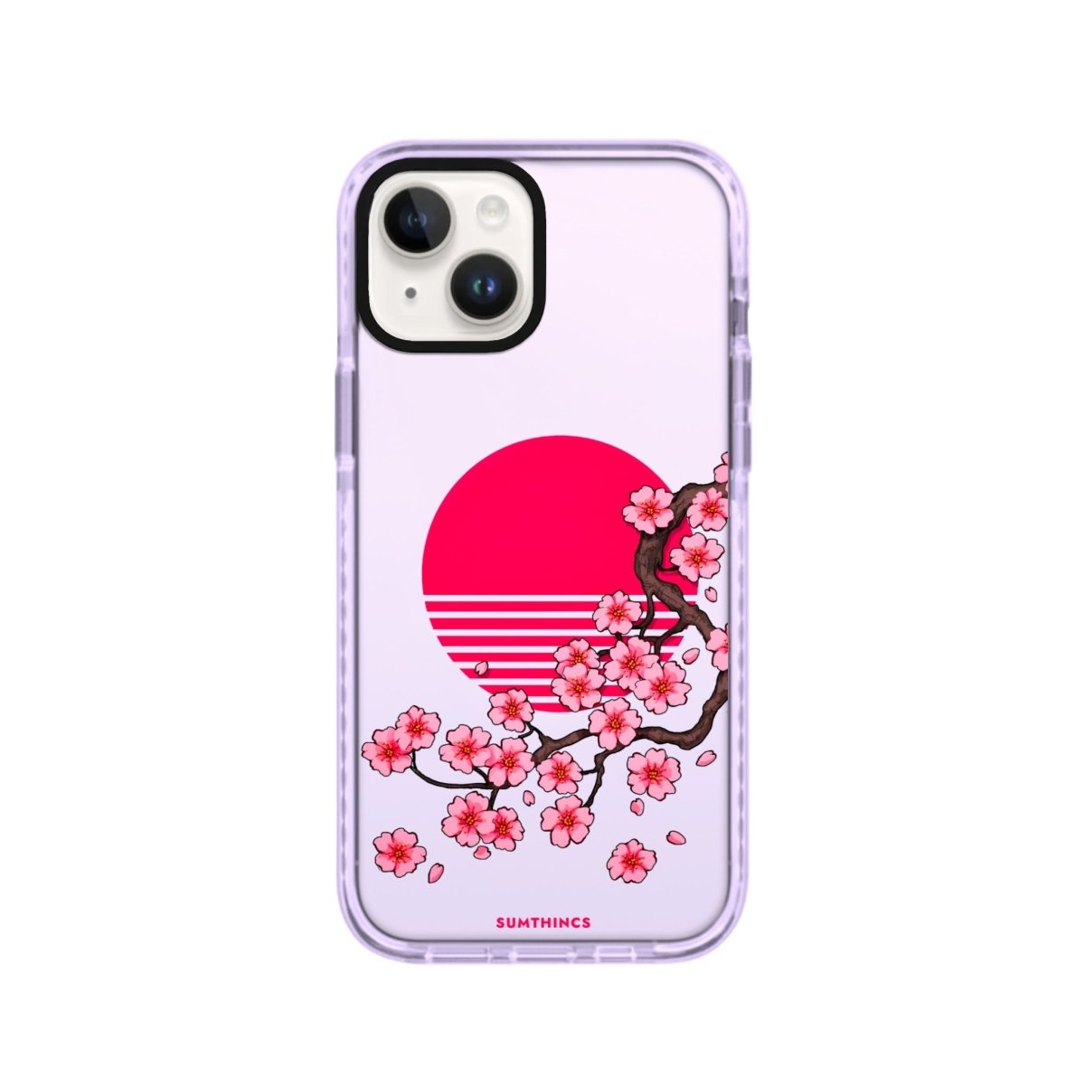 iPhone 14 Plus Cherry Blossom Dawn Procase Şeffaf Telefon Kılıfı Lila - SUMTHINCS