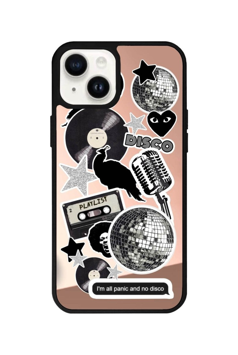 iPhone 14 Plus Disco Stickers Mirror Aynalı Telefon Kılıfı Metalik Pembe - SUMTHINCS