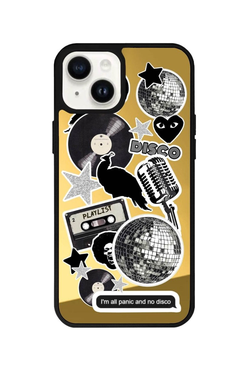 iPhone 14 Plus Disco Stickers Mirror Aynalı Telefon Kılıfı Altın - SUMTHINCS