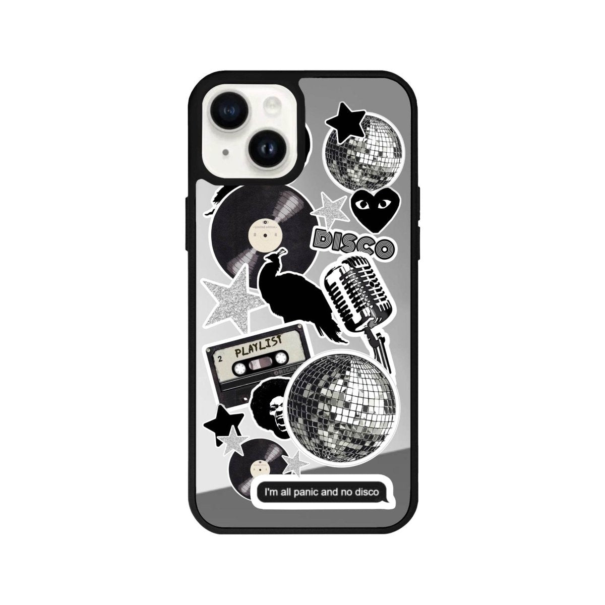 iPhone 14 Plus Disco Stickers Mirror Aynalı Telefon Kılıfı Gümüş - SUMTHINCS