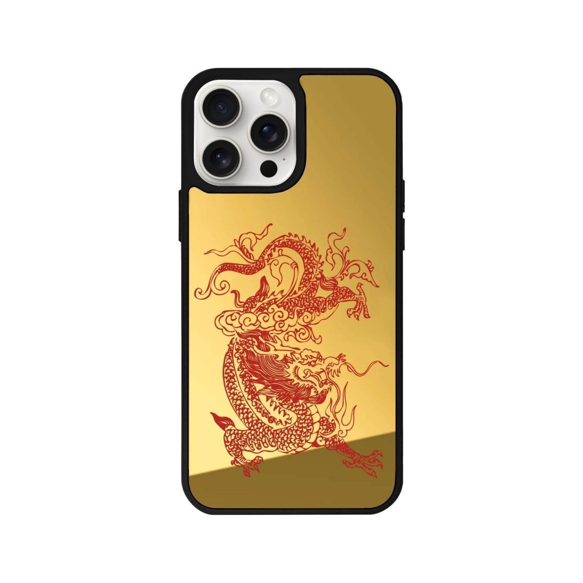 iPhone 14 Plus Dragon Mirror Aynalı Telefon Kılıfı Altın - SUMTHINCS