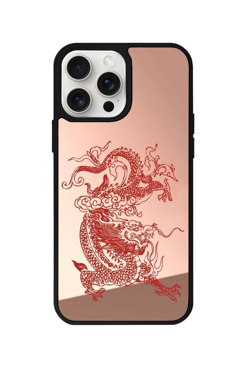 iPhone 14 Plus Dragon Mirror Aynalı Telefon Kılıfı Metalik Pembe - SUMTHINCS