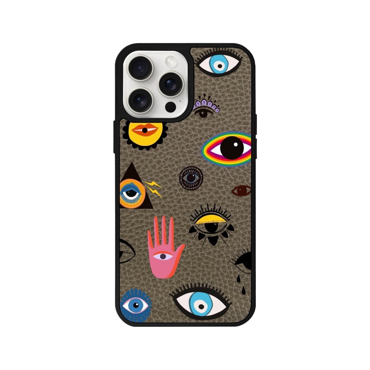 iPhone 14 Plus Eye Stickers Leather Vegan Deri Telefon Kılıfı - SUMTHINCS