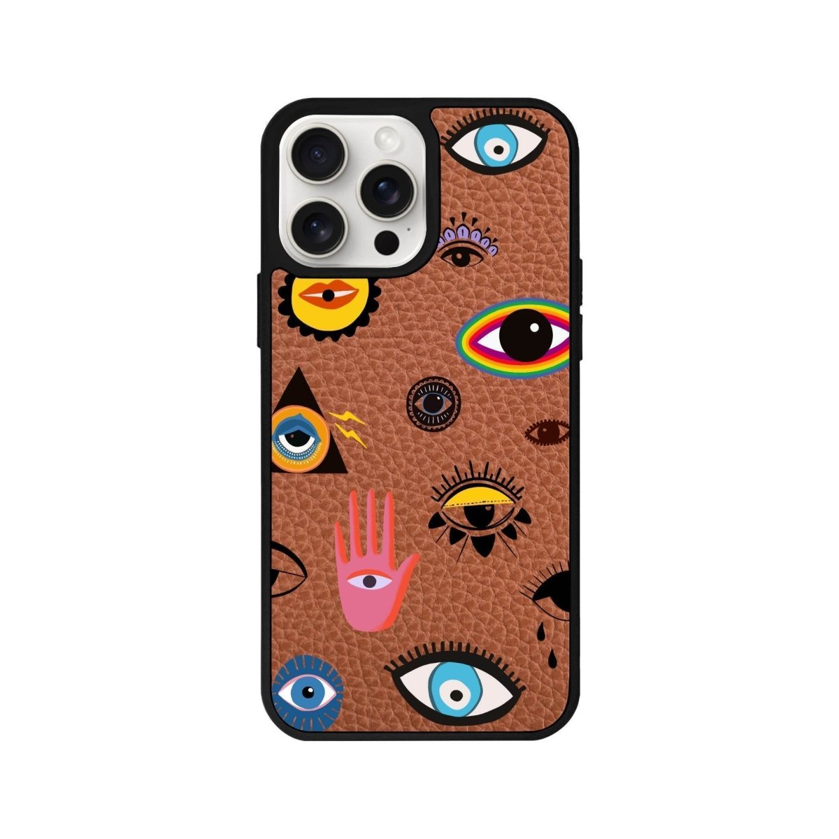 iPhone 14 Plus Eye Stickers Leather Vegan Deri Telefon Kılıfı - SUMTHINCS