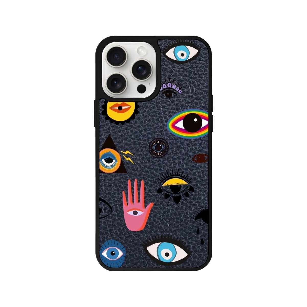 iPhone 14 Plus Eye Stickers Leather Vegan Deri Telefon Kılıfı - SUMTHINCS