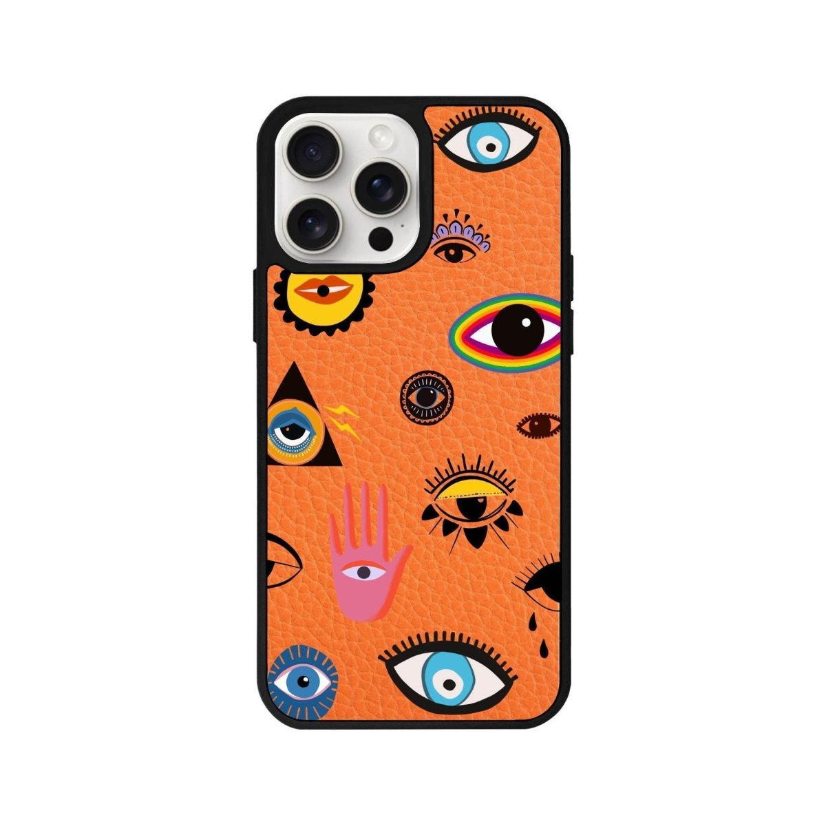 iPhone 14 Plus Eye Stickers Leather Vegan Deri Telefon Kılıfı - SUMTHINCS