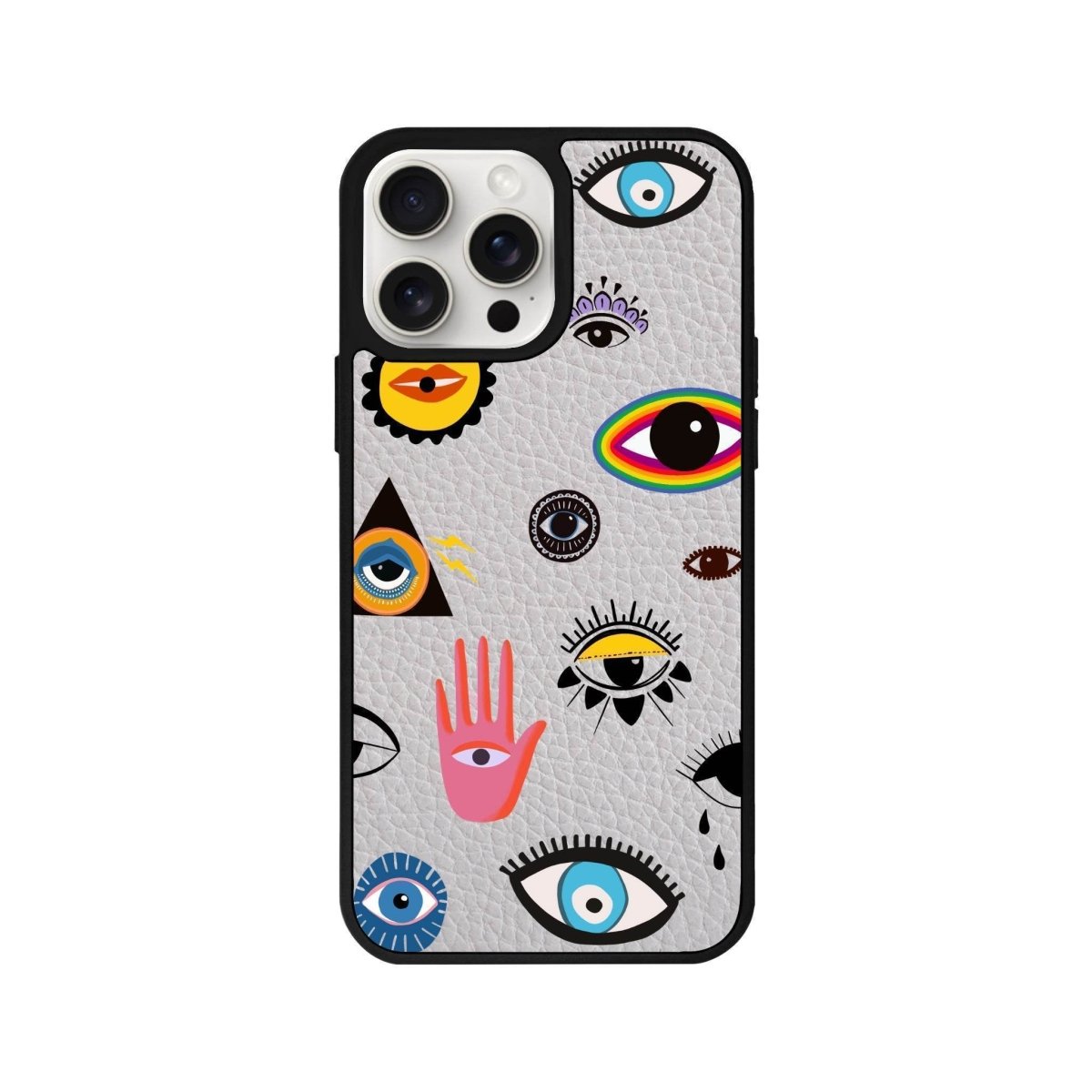 iPhone 14 Plus Eye Stickers Leather Vegan Deri Telefon Kılıfı - SUMTHINCS