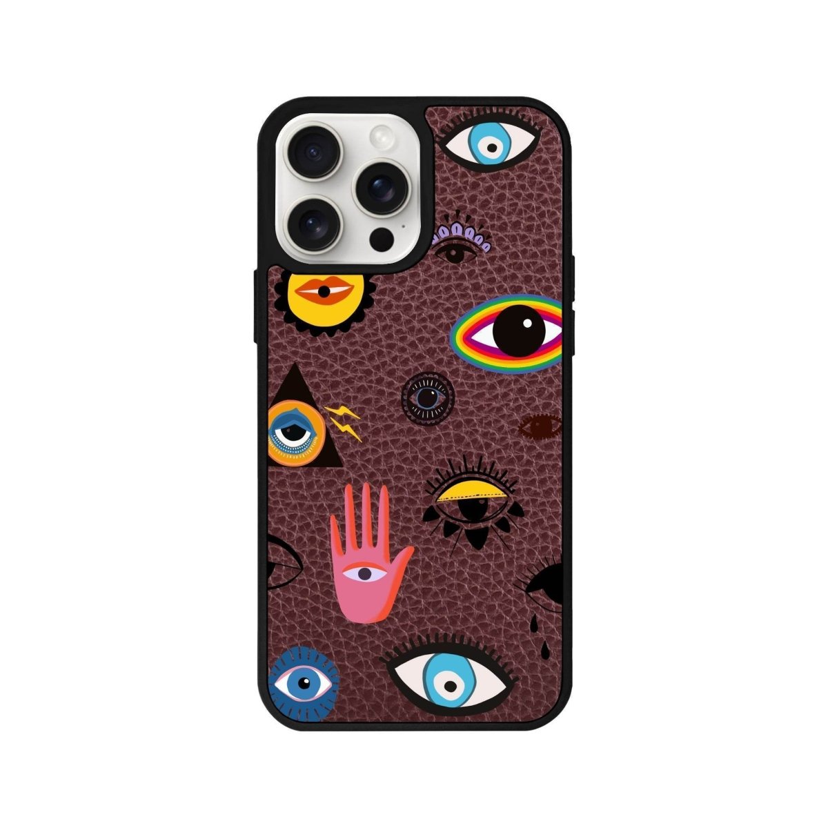 iPhone 14 Plus Eye Stickers Leather Vegan Deri Telefon Kılıfı - SUMTHINCS