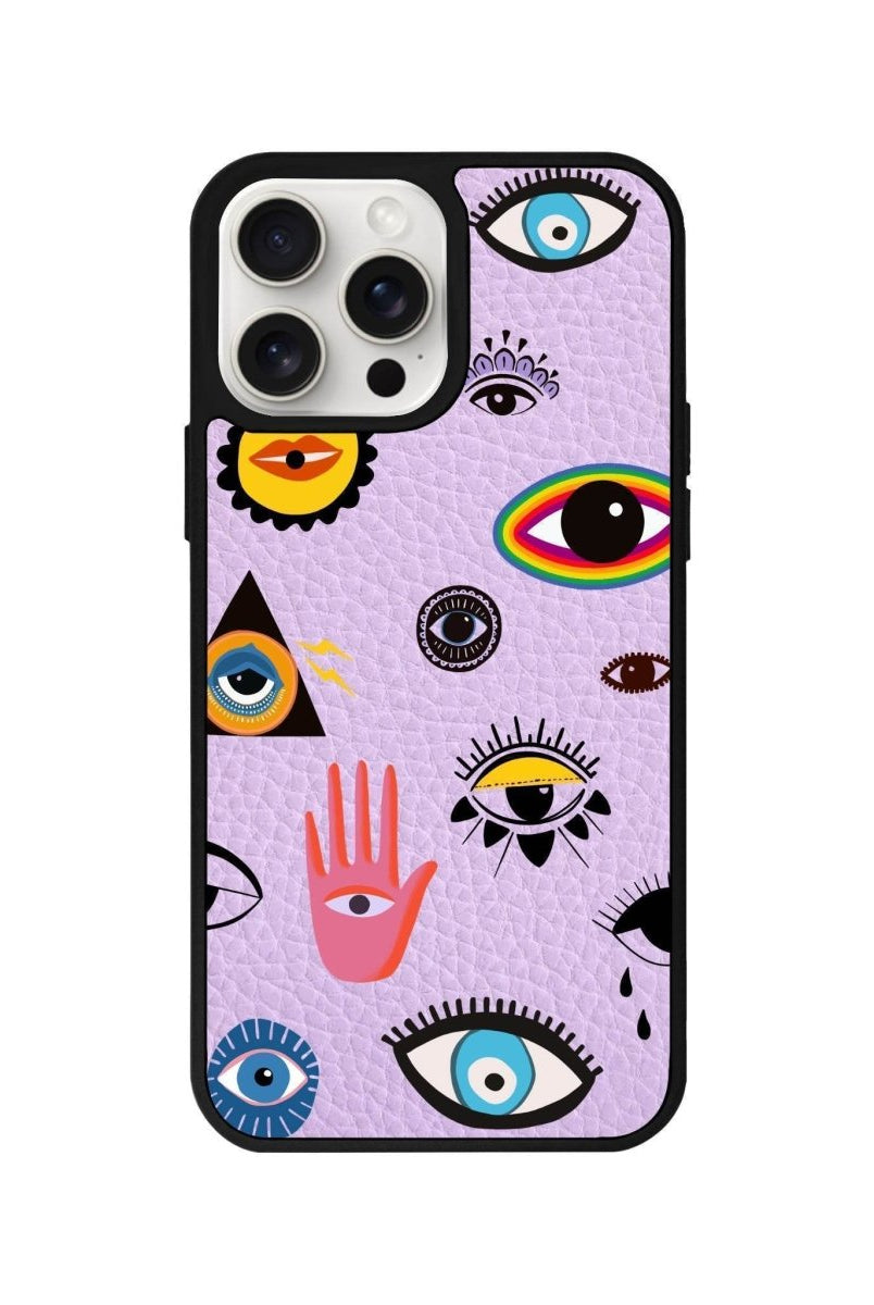iPhone 14 Plus Eye Stickers Leather Vegan Deri Telefon Kılıfı - SUMTHINCS