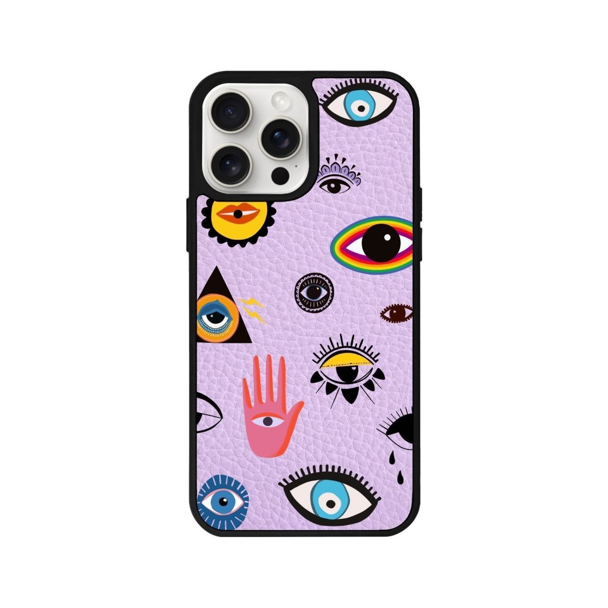 iPhone 14 Plus Eye Stickers Leather Vegan Deri Telefon Kılıfı - SUMTHINCS