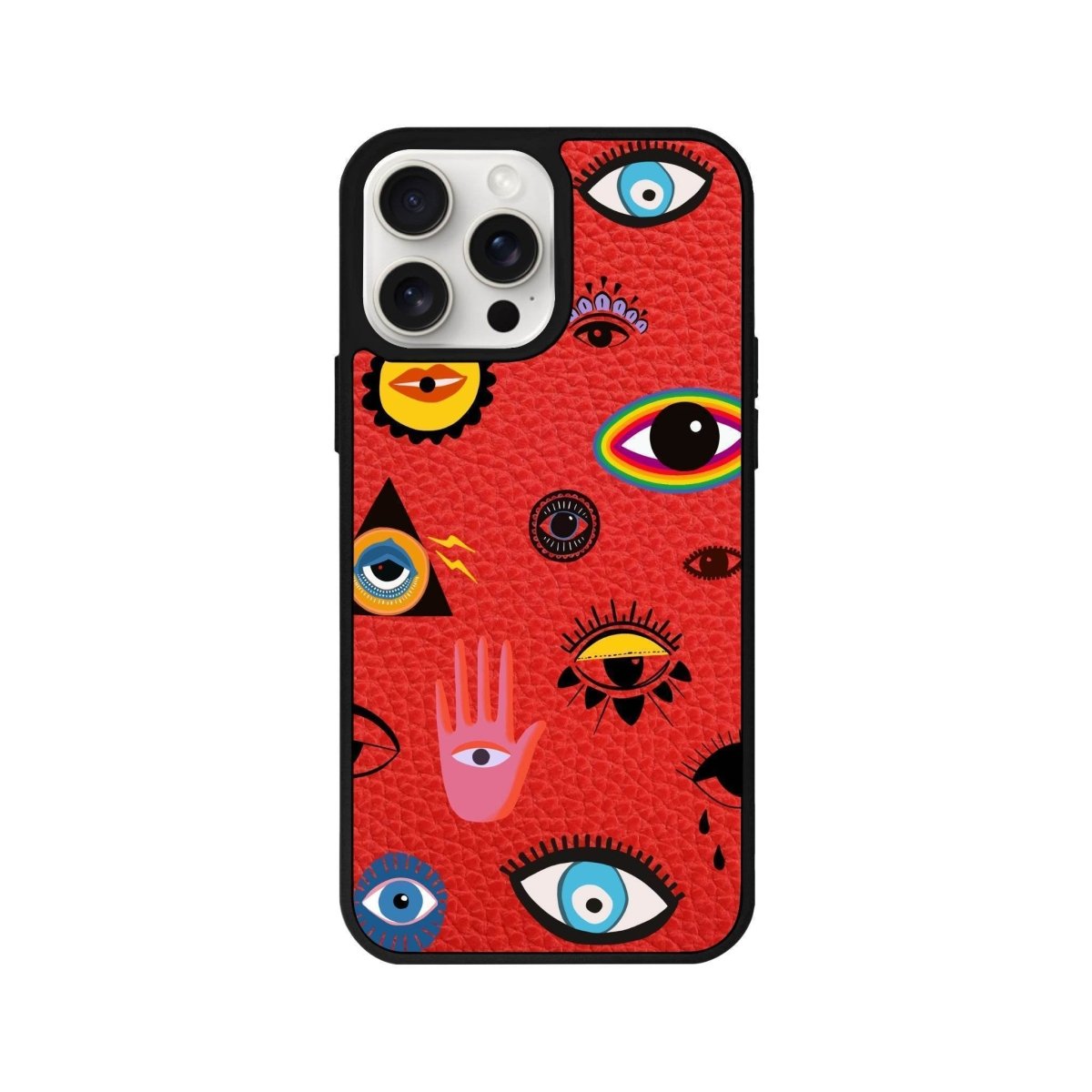 iPhone 14 Plus Eye Stickers Leather Vegan Deri Telefon Kılıfı - SUMTHINCS