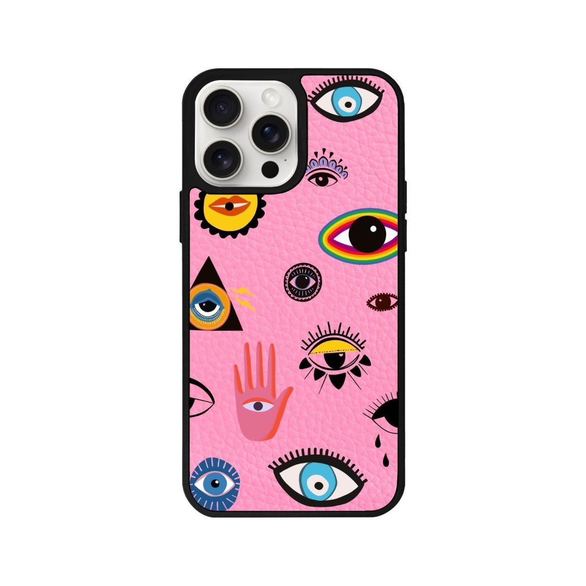 iPhone 14 Plus Eye Stickers Leather Vegan Deri Telefon Kılıfı - SUMTHINCS