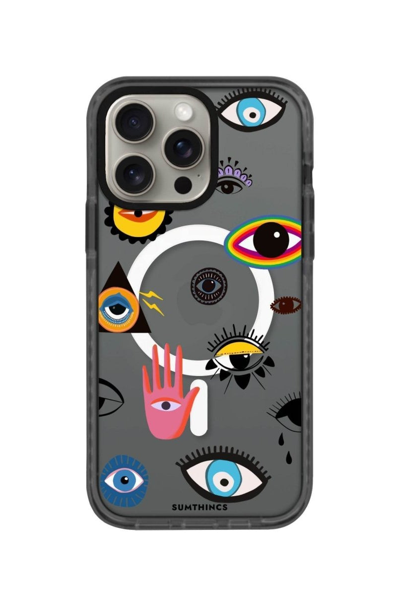 iPhone 14 Plus Eye Stickers Magsafe Procase Şeffaf Telefon Kılıfı Antrasit - SUMTHINCS