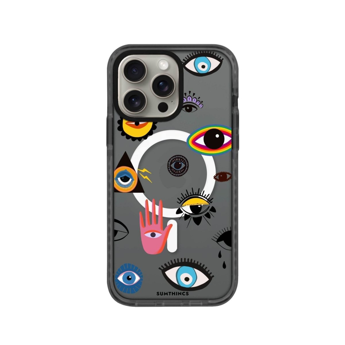 iPhone 14 Plus Eye Stickers Magsafe Procase Şeffaf Telefon Kılıfı Antrasit - SUMTHINCS